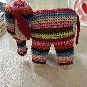 Anne-Claire Petit Colorful Striped Crochet Elephant